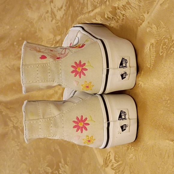 VANS Sk8-Hi Platform  Cream Floral Embroidery High-Top Women's 7.0 Men's 5.0 - Picture 10 of 12